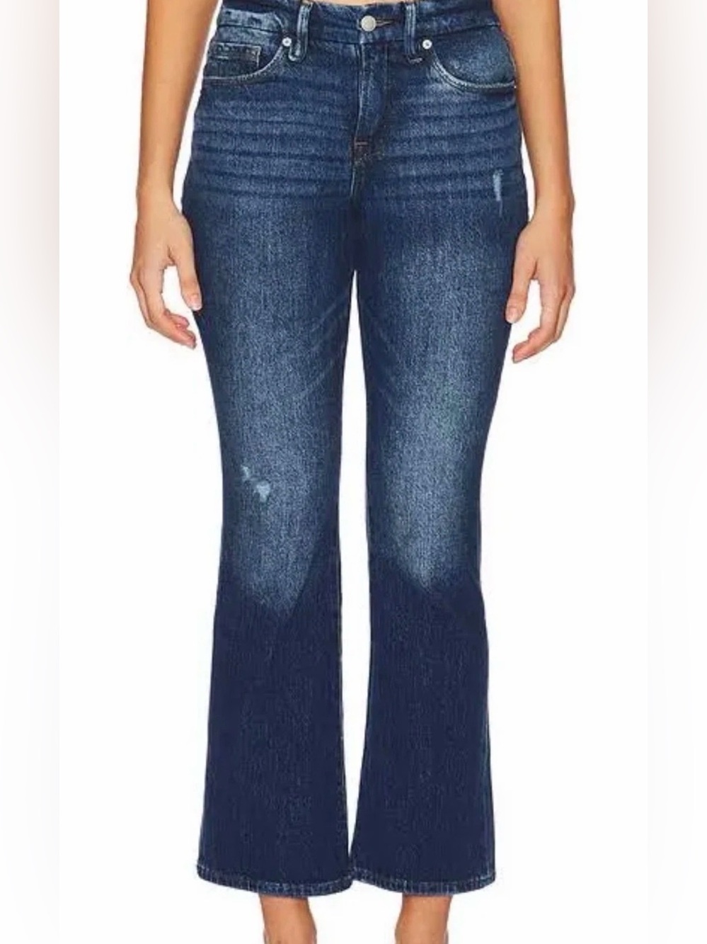 Good American Good Petite Bootcut Mid- RiseJeans Size 2/26 Dark Blue Denim NWT
